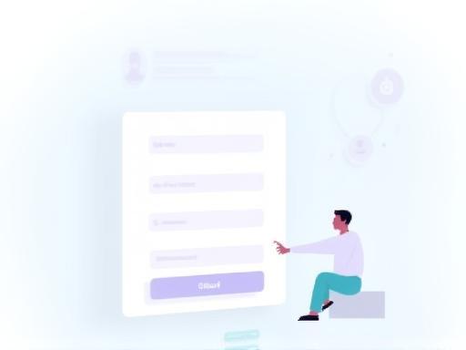 Illustration of a person interacting with digital forms, representing the registration process.